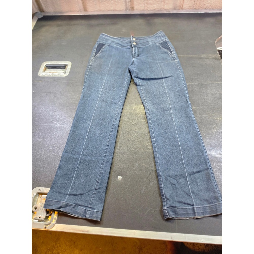 Roz & Ali Womens Size 4 Dark Wash Straight Leg Stretch Denim Jeans Blue